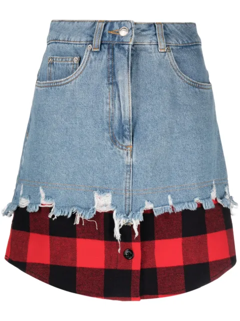 MOSCHINO JEANS layered-design denim skirt