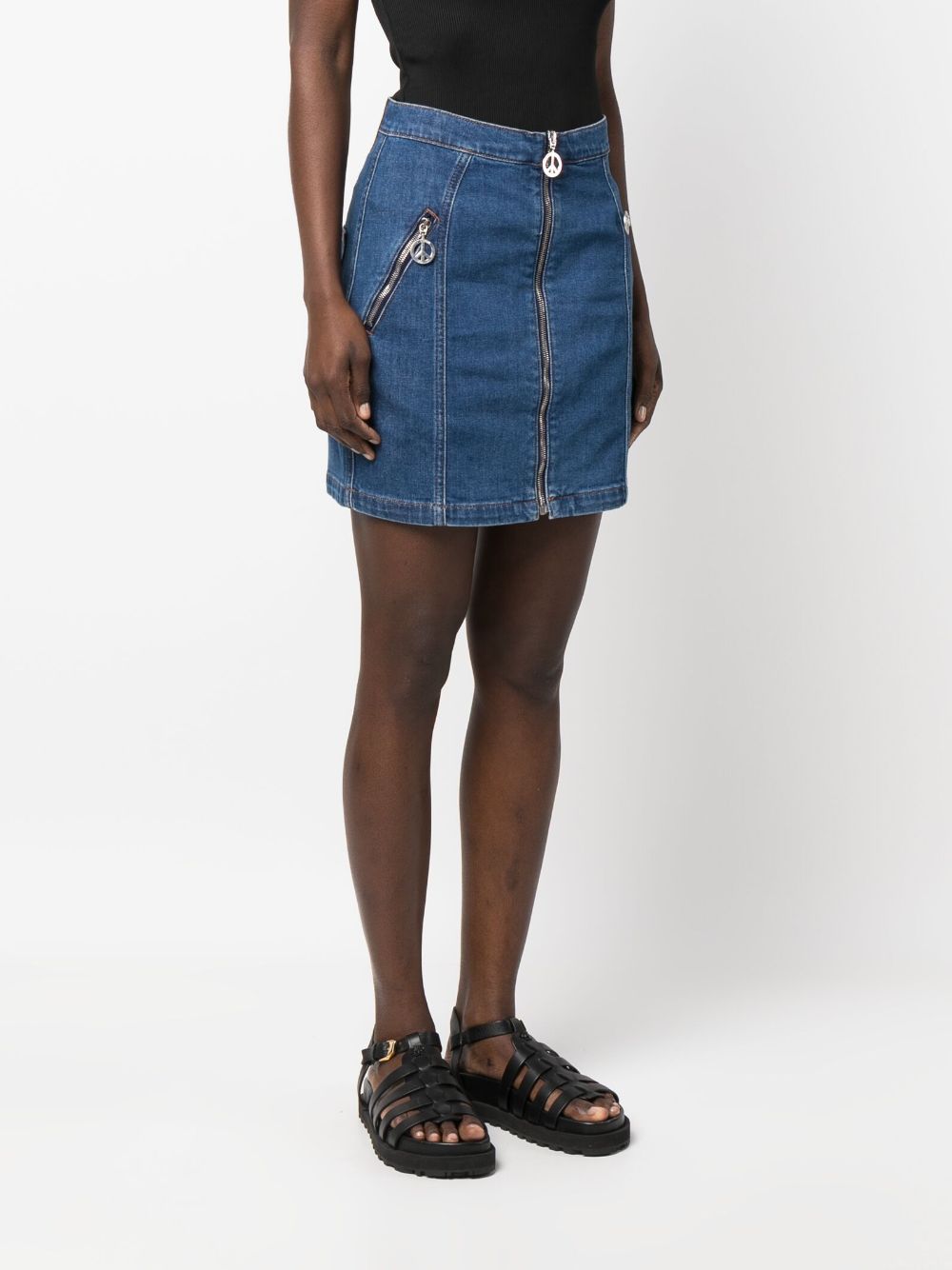 Zip front outlet denim skirt