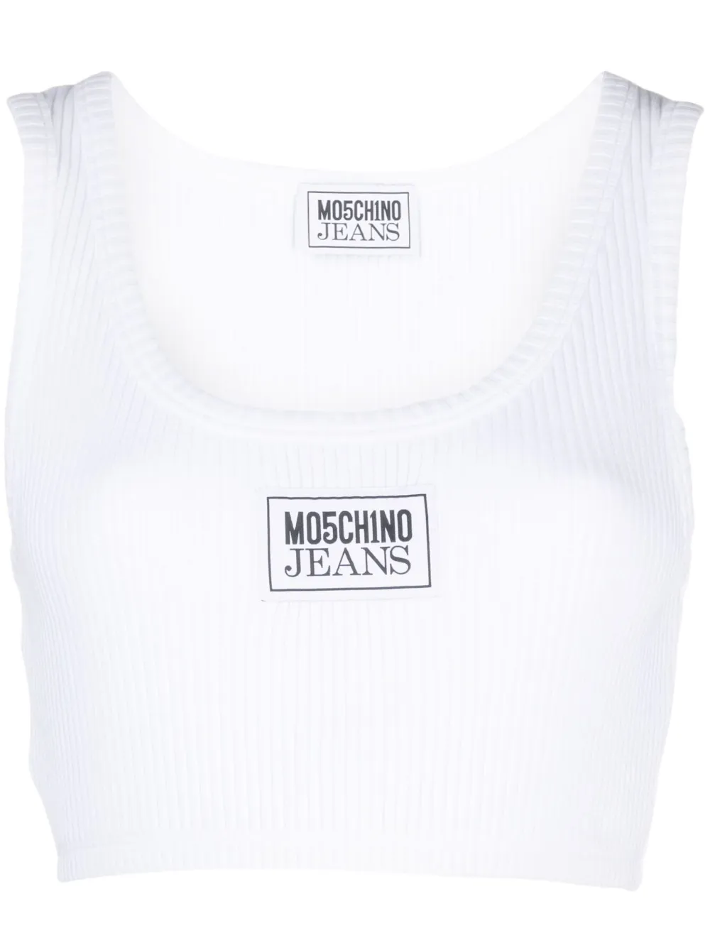 MOSCHINO JEANS logo-embroidered ribbed crop top