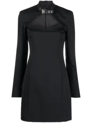 black tie black dress long sleeve Black Long Sleeves V Neck Lace Prom Dress with Slit, Long Sleeves Black  Formal Dress, Black Lace Evening Dress main image 1