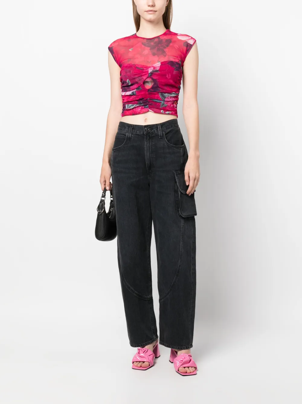 PINKO Triplice hibiscus-print top - Roze
