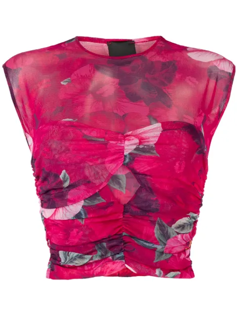 PINKO - Triplice hibiscus-print top