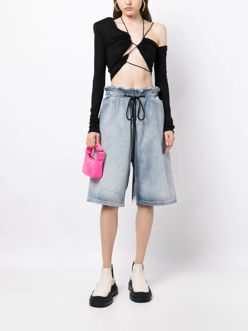 Natasha Zinko Belt Off denim shorts - Blauw