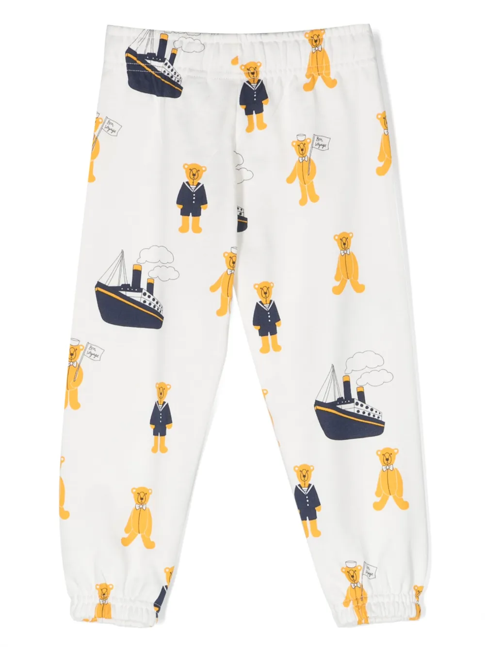 Mini Rodini Trainingsbroek met teddybeerprint - Wit
