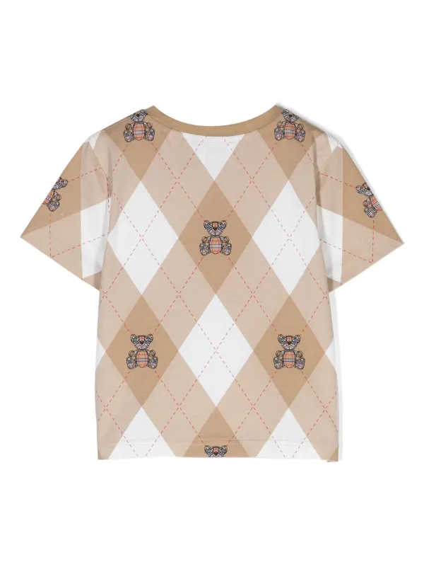 Burberry Kids Thomas Bear argyle print Cotton T shirt Farfetch