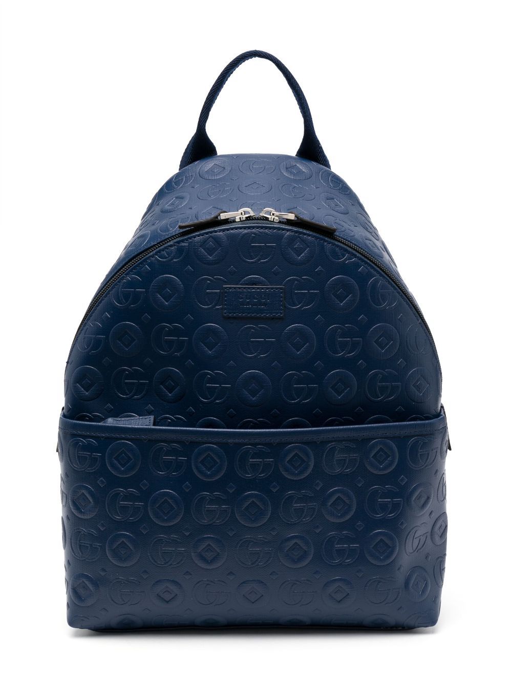 Gucci Kids Embossed logo print Leather Backpack Blue FARFETCH UK