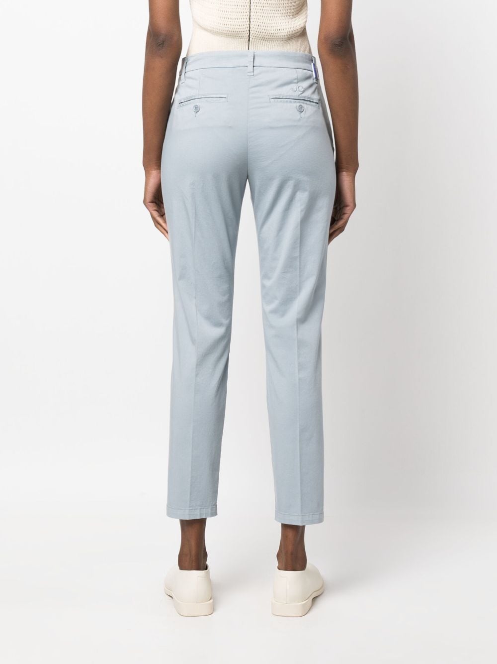 Shop Jacob Cohen Logo-embroidered Cropped Trousers In Blue