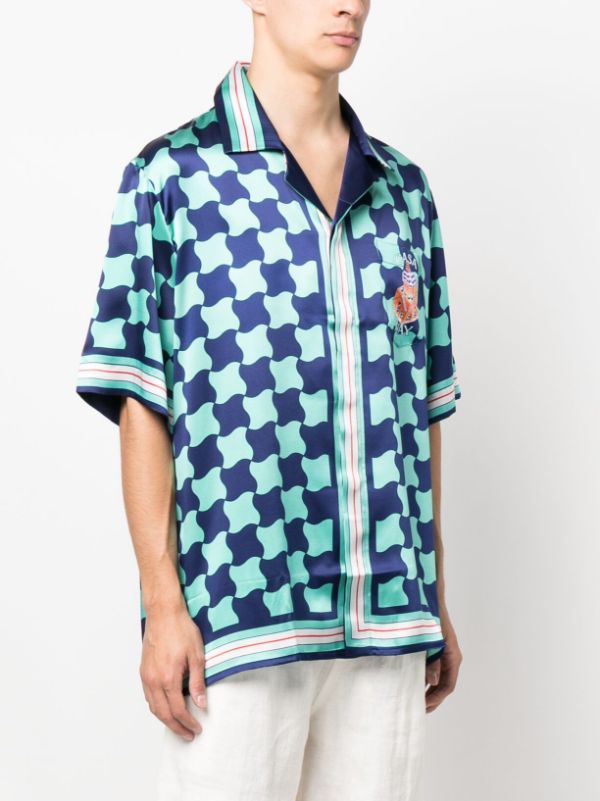 Casablanca Pool Tile print Silk Shirt   Farfetch