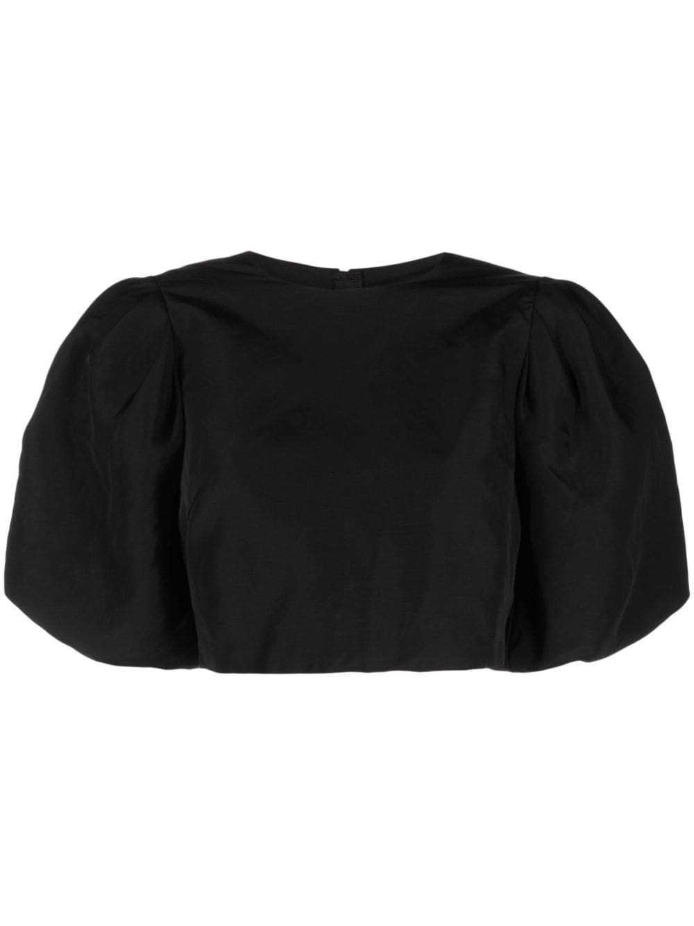 Msgm Puff-sleeve Cropped Blouse In Schwarz