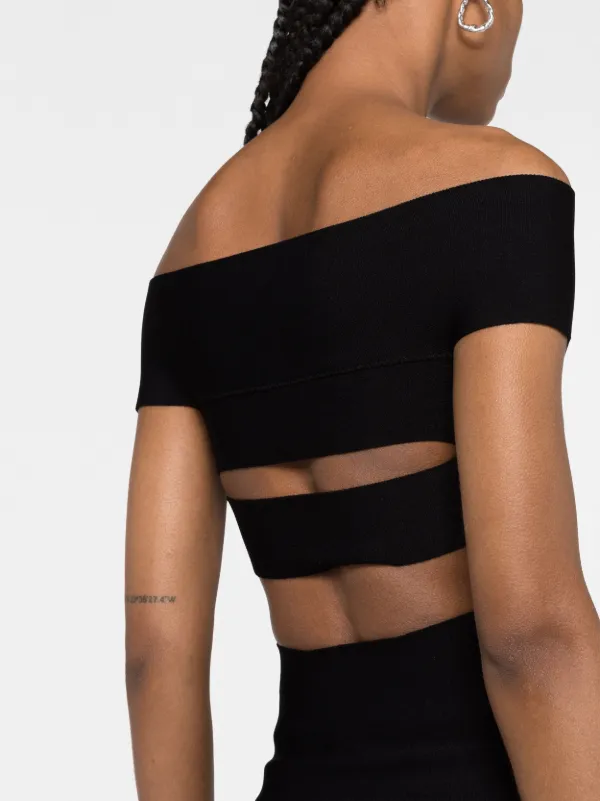 【Alexander McQueen】★off-shoulder flared mini dress Alexander McQueen off-shoulder Flared Mini Dress | Black
