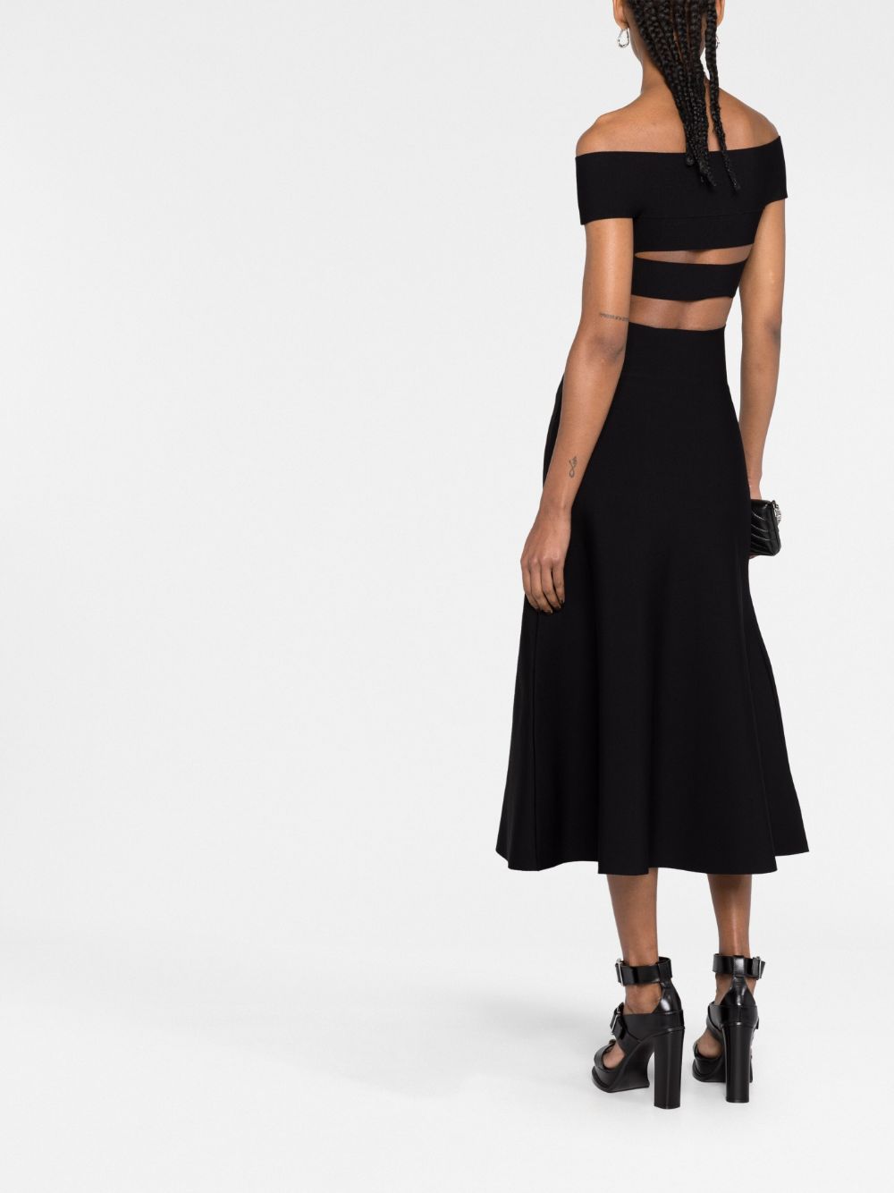 Alexander McQueen off-shoulder flared midi dress Women