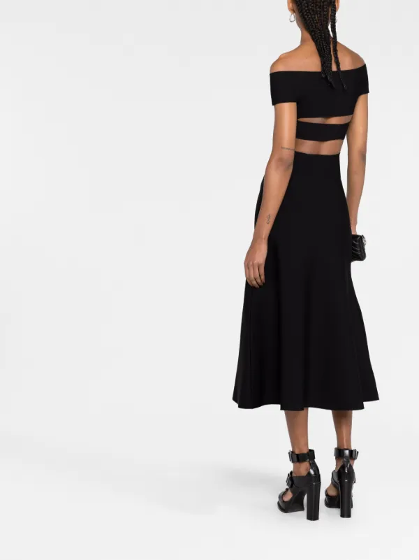 【Alexander McQueen】★off-shoulder flared mini dress Alexander McQueen off-shoulder Flared Mini Dress | Black