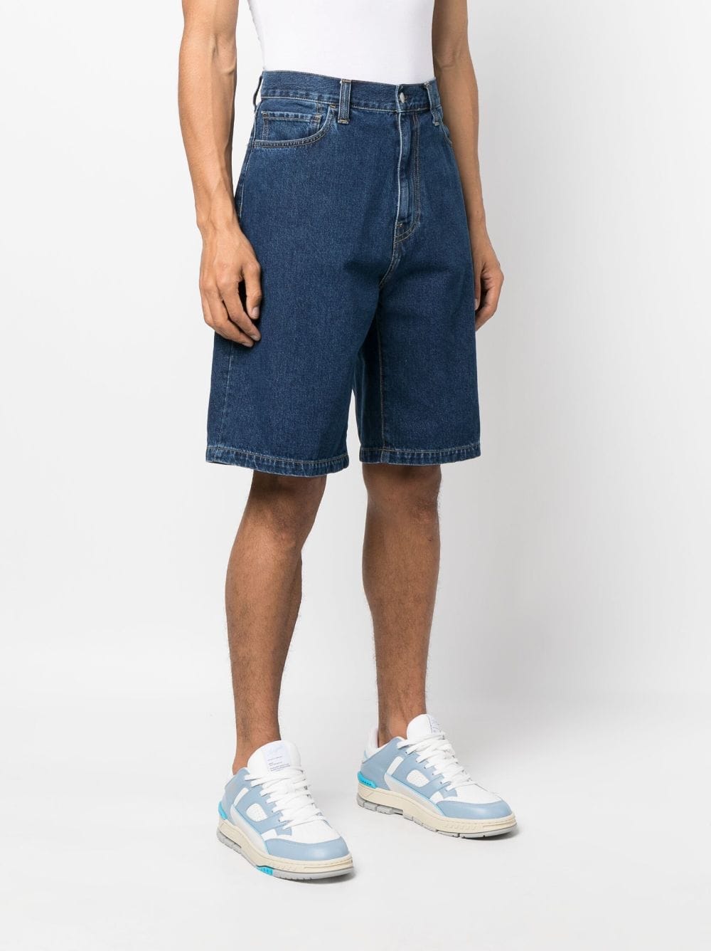 Shop Carhartt Logo-patch Denim Shorts In Blue