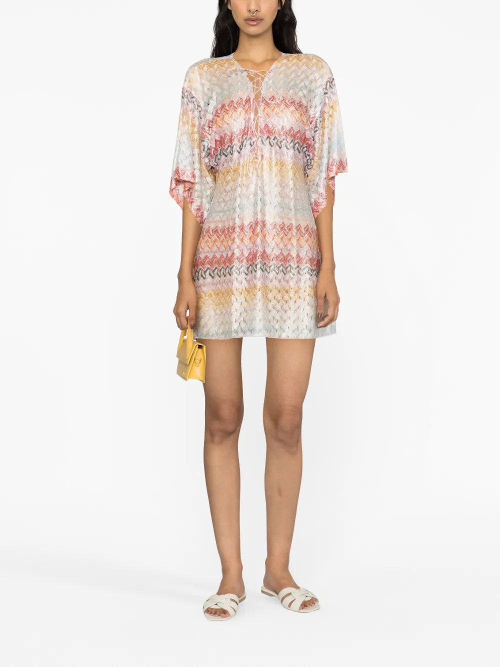 Missoni zigzag lamé minidress - Roze