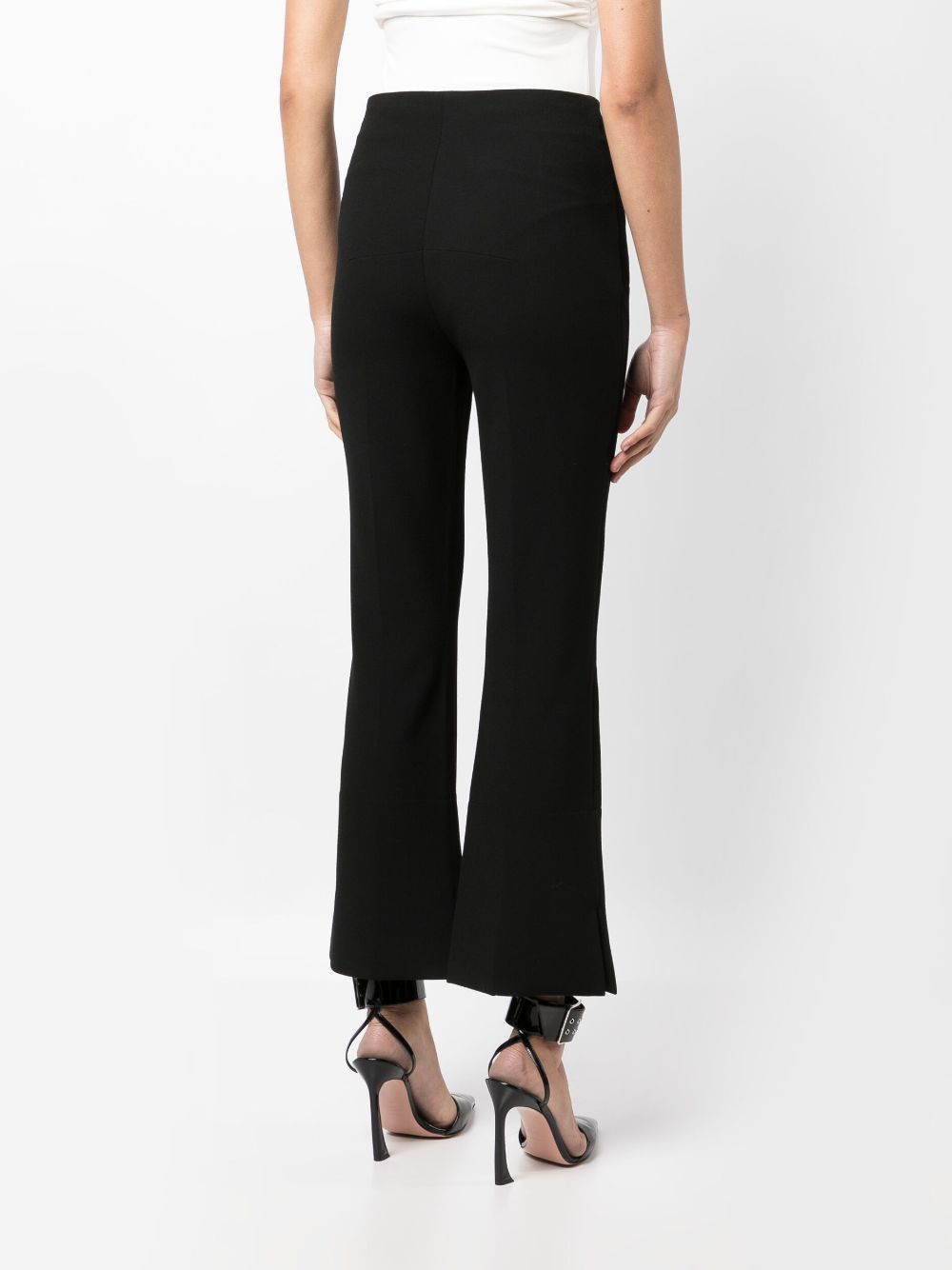 Shop Roland Mouret Zipped Cropped Flared Trousers In 黑色