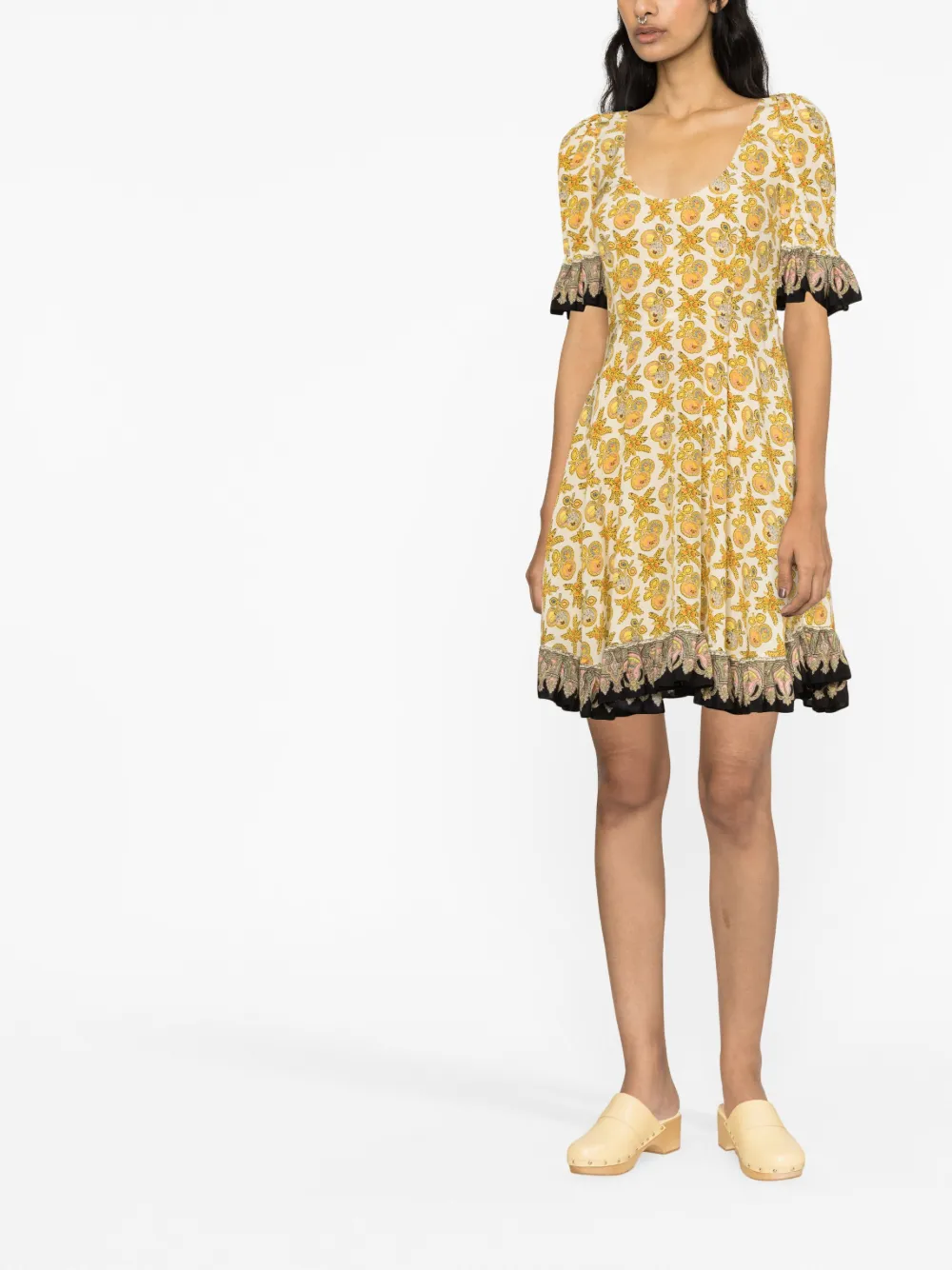 Shop Etro Graphic-print Silk Dress In Yellow