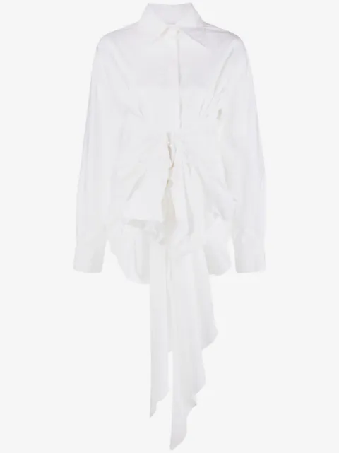QUIRA draped-detail cotton shirt