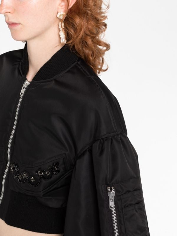 Simone Rocha Cropped puff-sleeve Biker Jacket - Farfetch