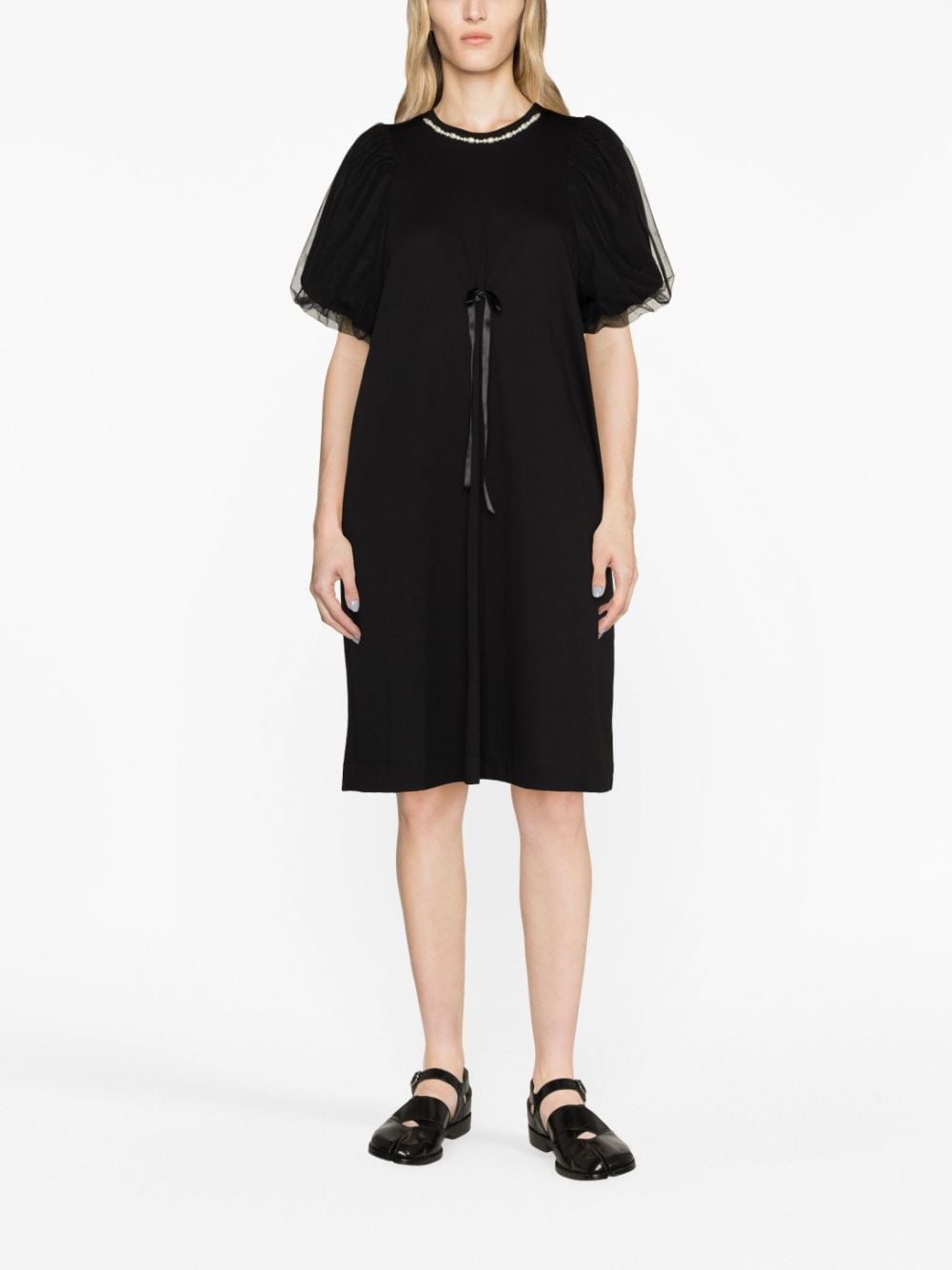 Simone Rocha pearl-embellished tulle T-shirt dress - Zwart