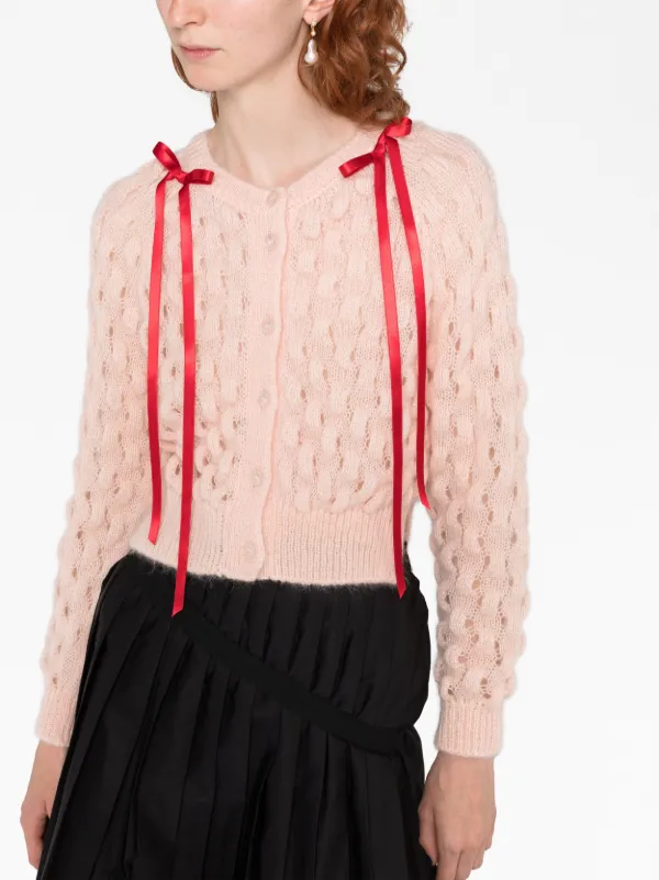 Simone Rocha bow-embellished bubble-knit Cardigan - Farfetch