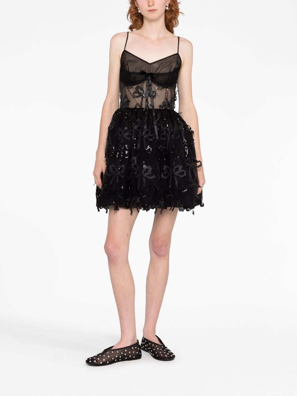 Simone Rocha bow-embellished tulle dress - Zwart