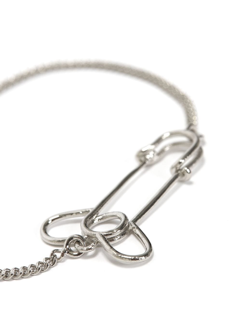 Shop Jw Anderson Safety-pin Charm Bracelet In Silver