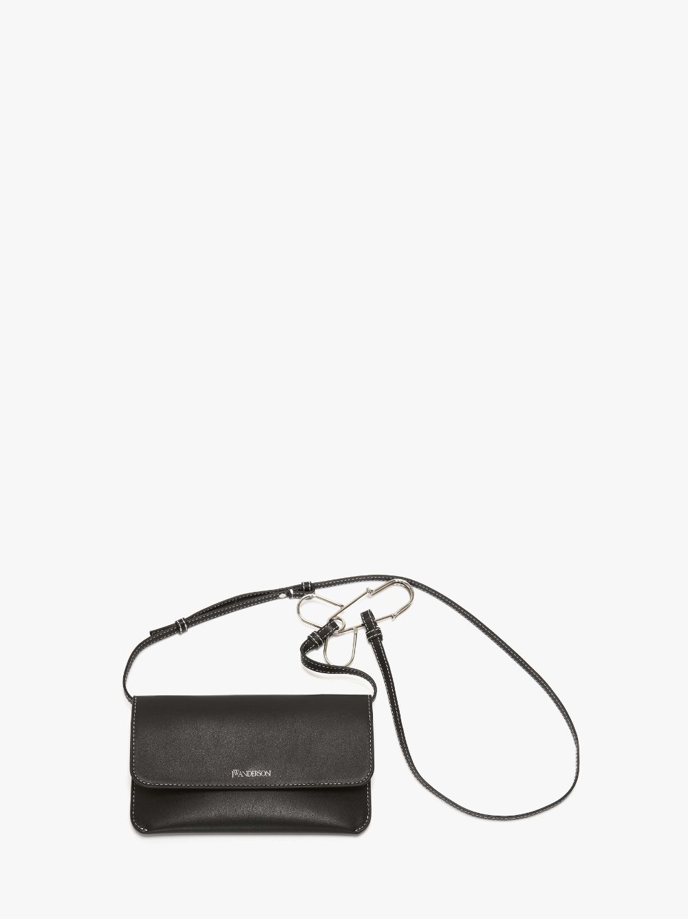 Jw Anderson Leather Phone Pouch In Black