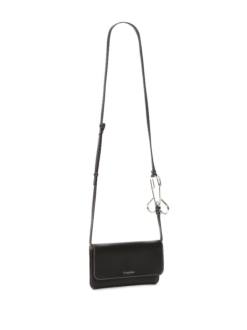 Shop Jw Anderson Phone Leather Pouch Bag In Black