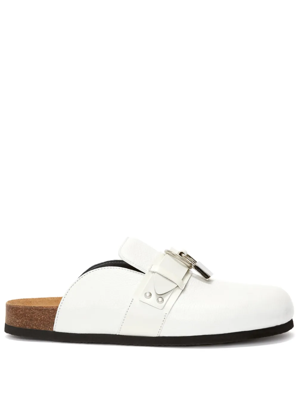 Jw Anderson Padlock Leather Mules In White