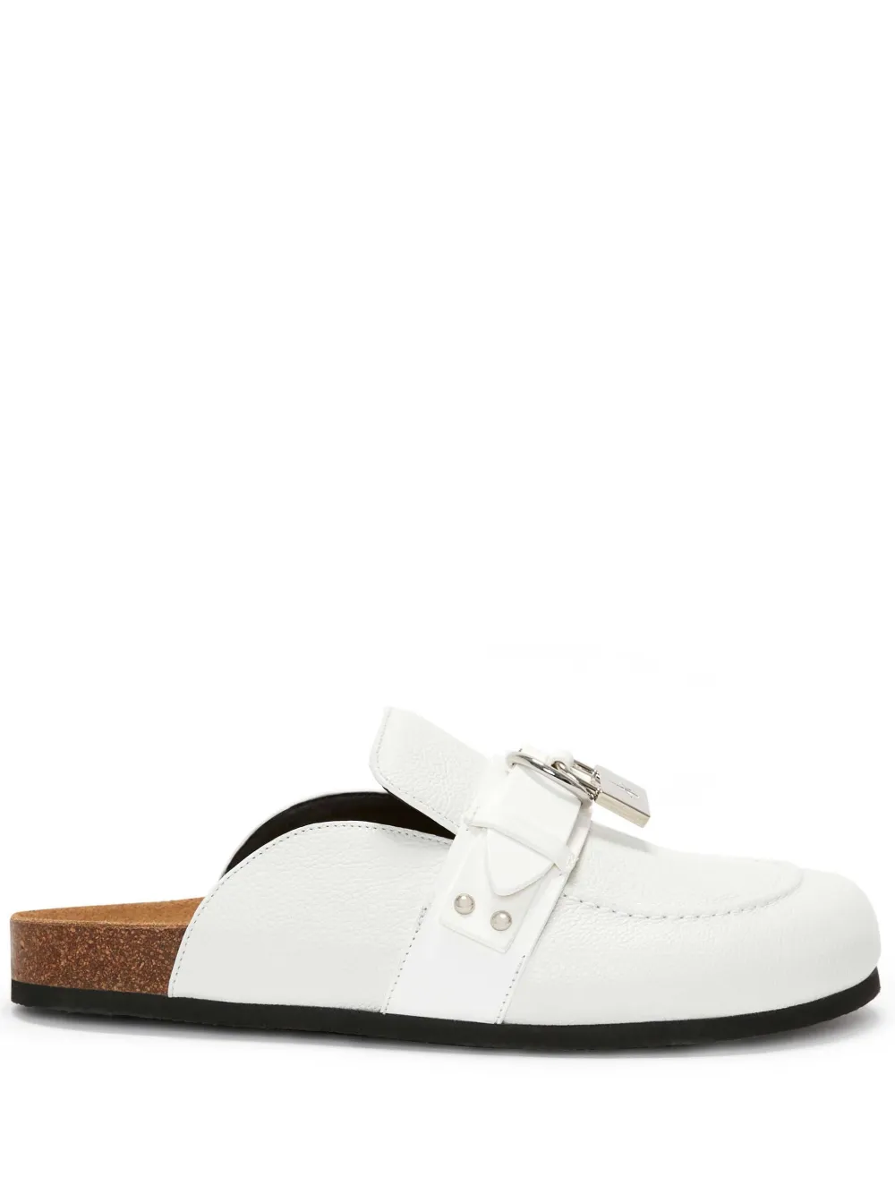 Jw Anderson Padlock Loafer Leather Mules In White