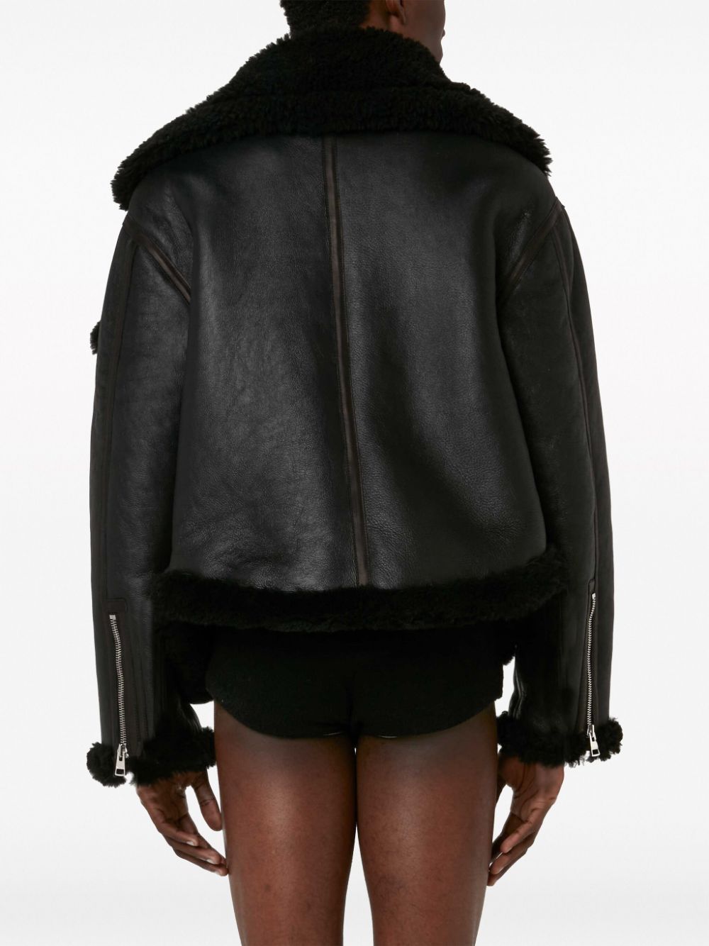 Shop Jw Anderson Aviator Leather Jacket In Black