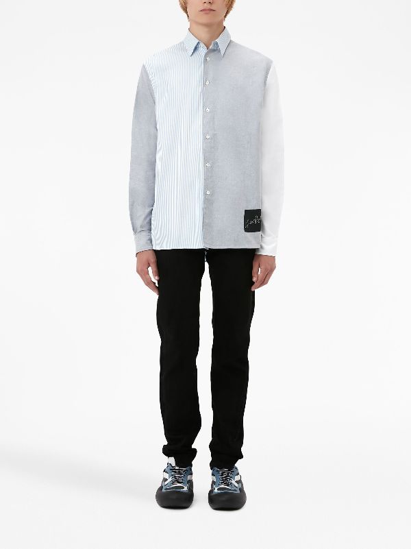 JW Anderson patchwork-design Cotton Shirt | Blue | FARFETCH AO