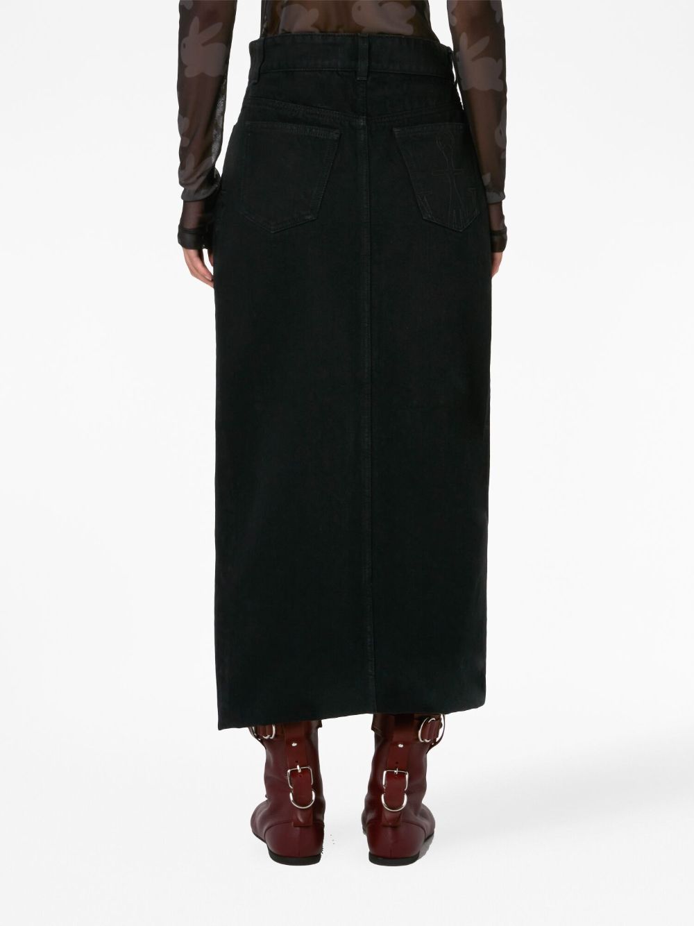 Shop Jw Anderson Padlock-detail Cotton Denim Skirt In Black