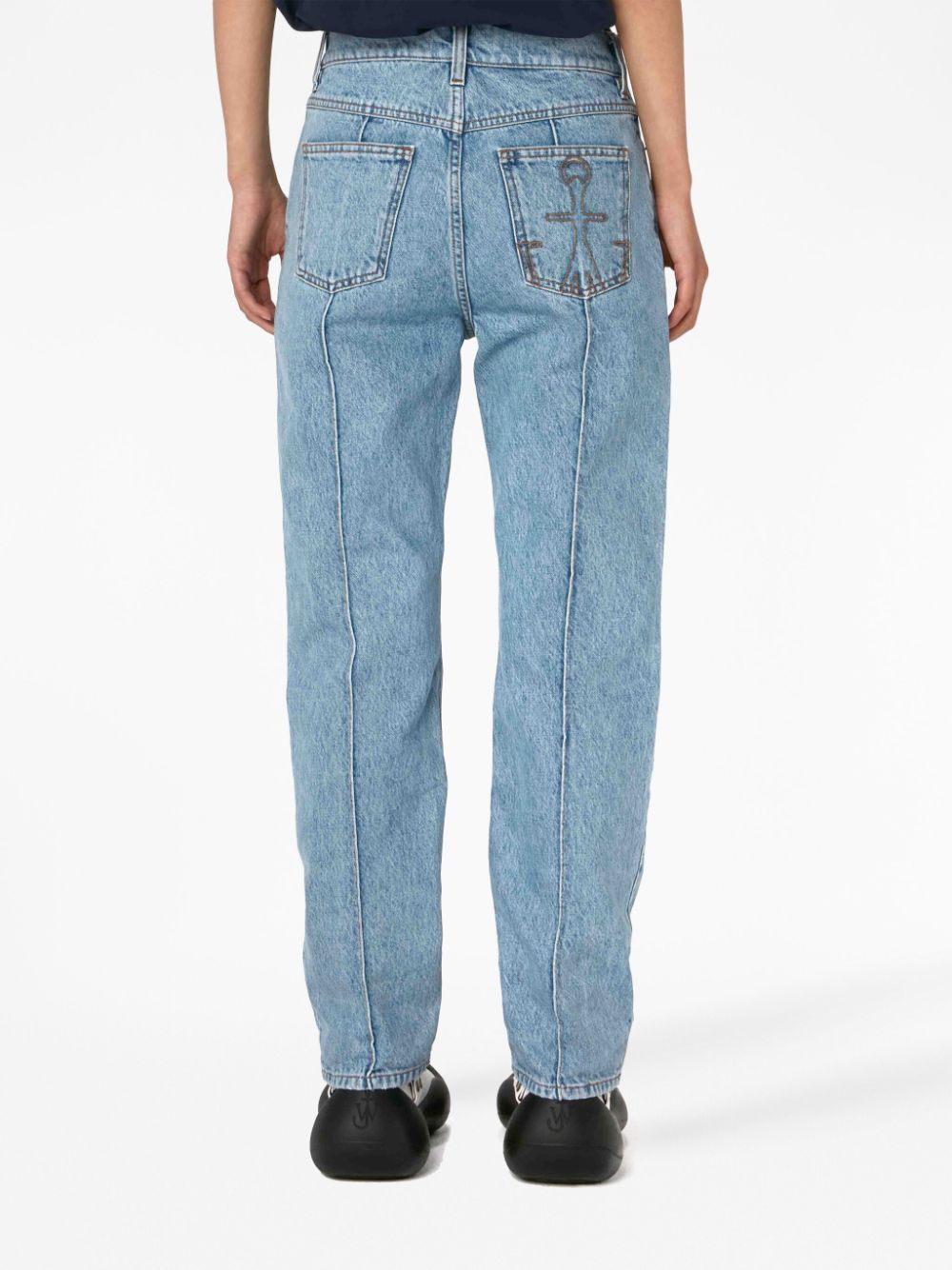 Shop Jw Anderson Padlock-fastening Tapered Jeans In Blue