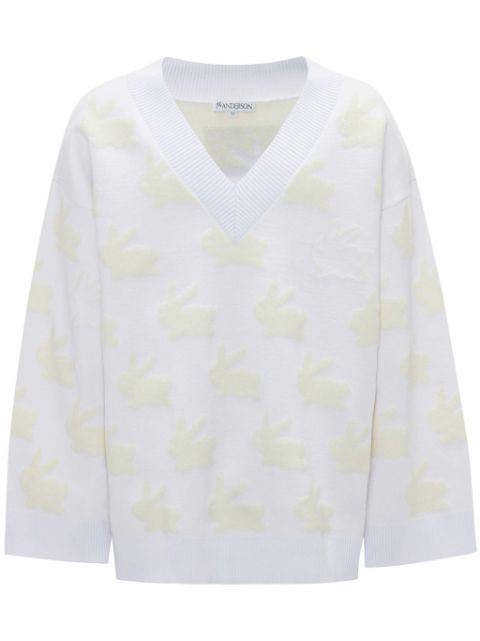 JW Anderson bunny-print V-neck jumper