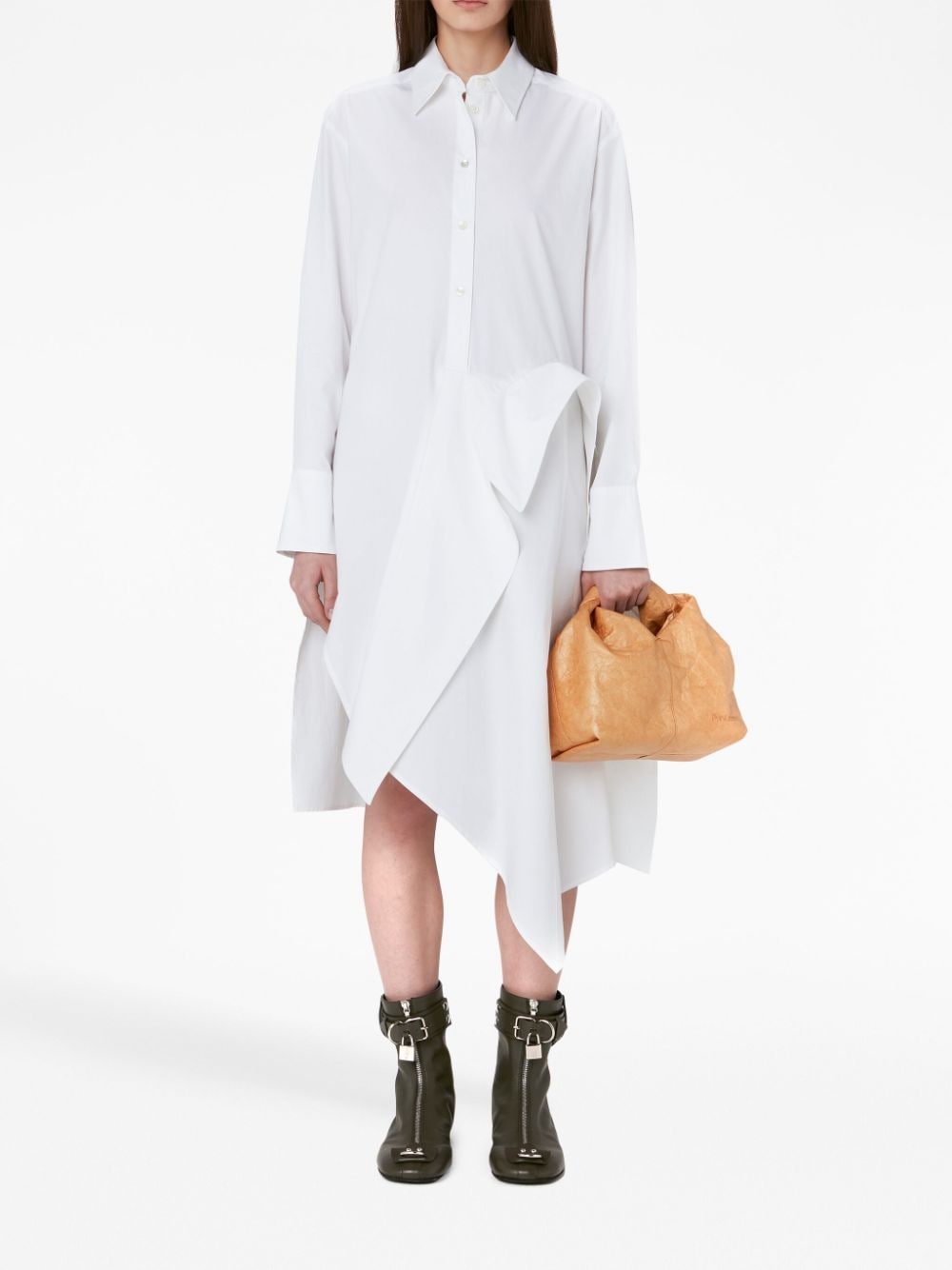 Shop Jw Anderson Deconstructed Cotton Shirtdress In White