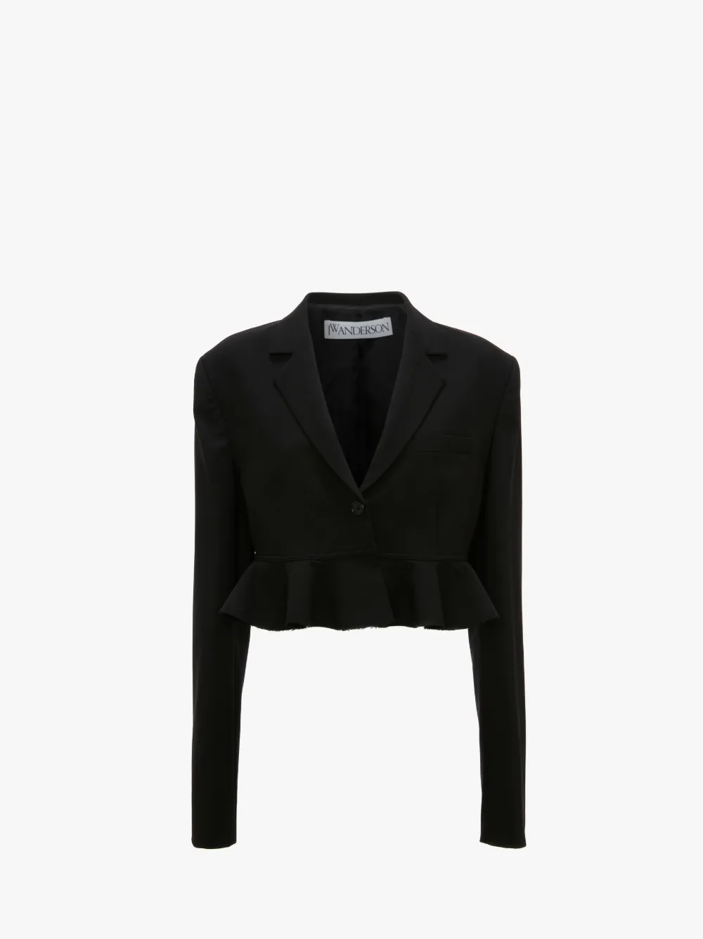 Jw Anderson Ruffled-trim Cropped Blazer In Black
