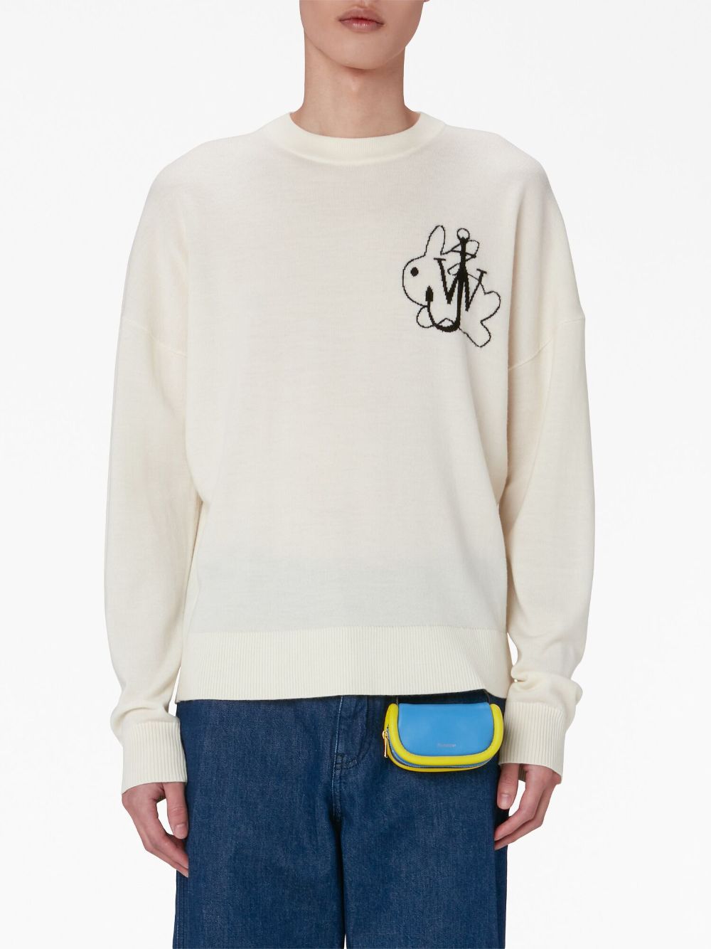 Shop Jw Anderson Logo-embroidered Crew-neck Jumper In White