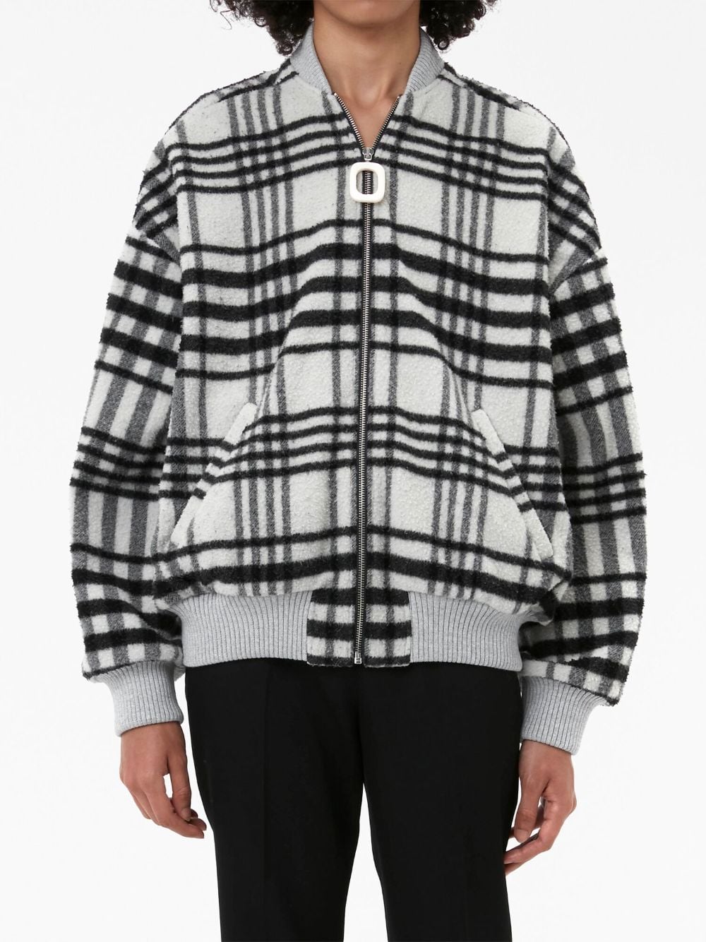 Shop Jw Anderson Check-print Bomber Jacket In White