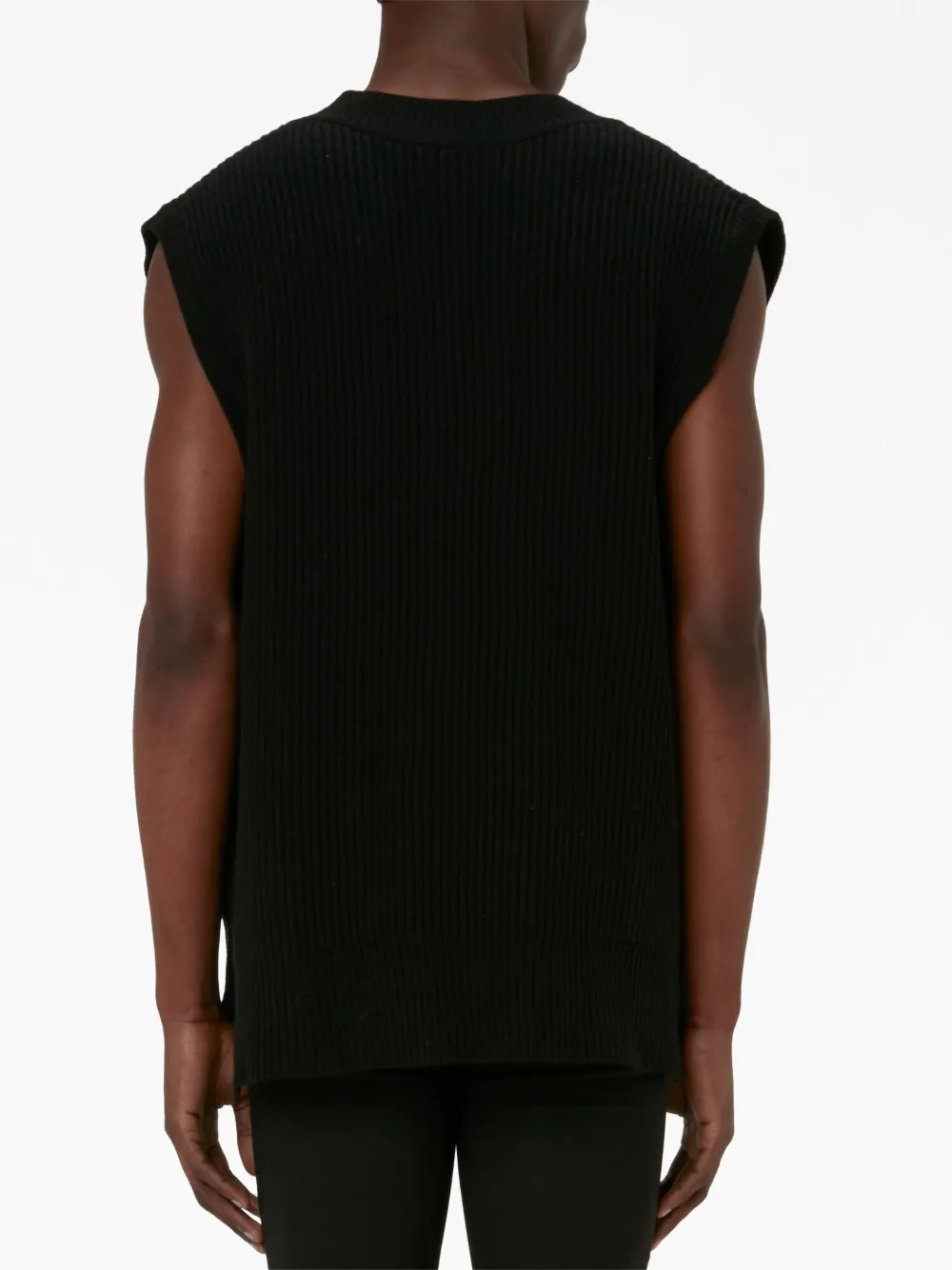 Shop Jw Anderson Sim Card V-neck Merino Vest In Black