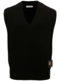 JW Anderson Sim Card V-neck merino vest - Black