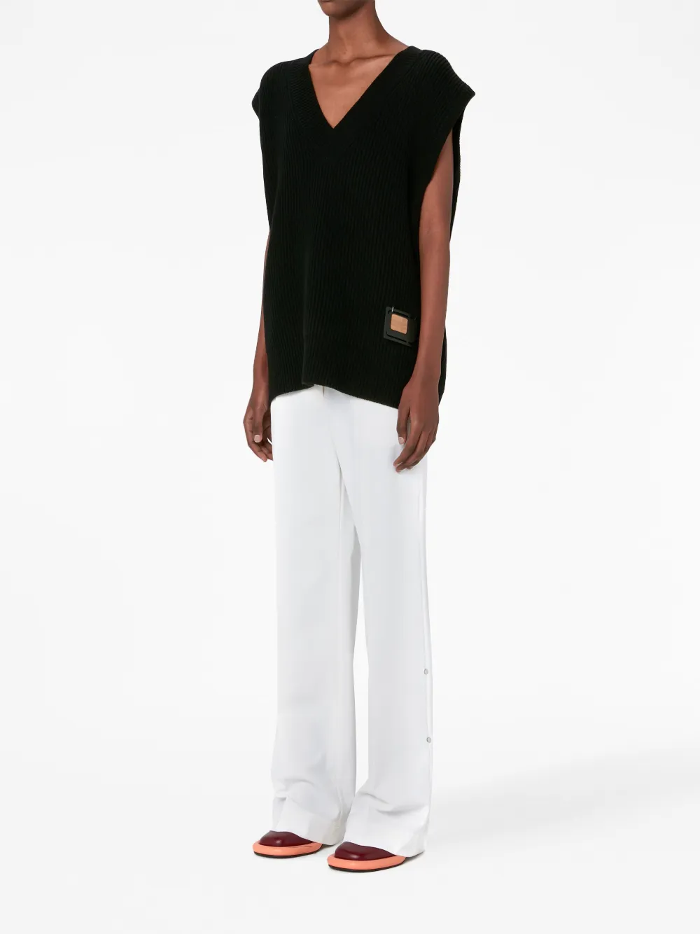 Shop Jw Anderson Sim Card V-neck Merino Vest In Black