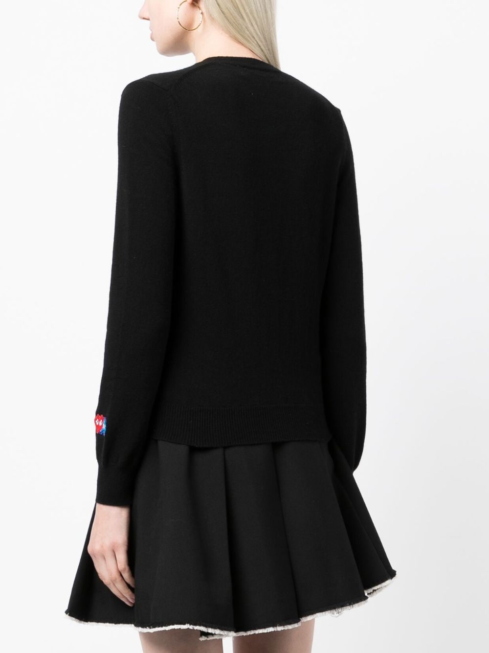 Shop Comme Des Garçons Logo-patch Wool Cardigan In Black