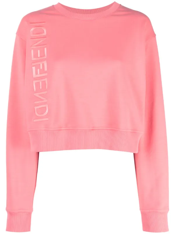 FENDI logo print Cropped Sweatshirt Pink FARFETCH IE