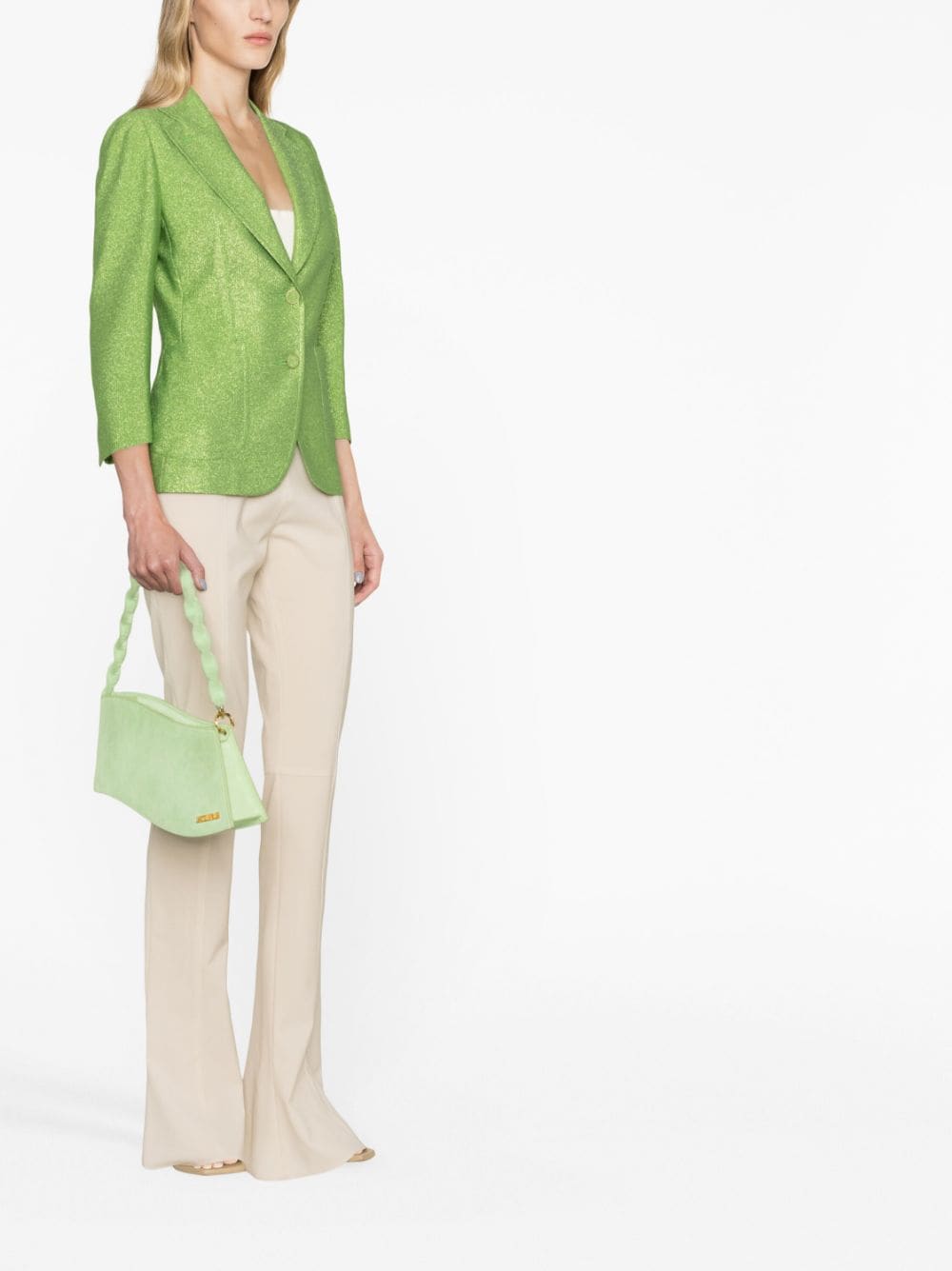 Shop Tagliatore Metallic Single-breasted Blazer In Green