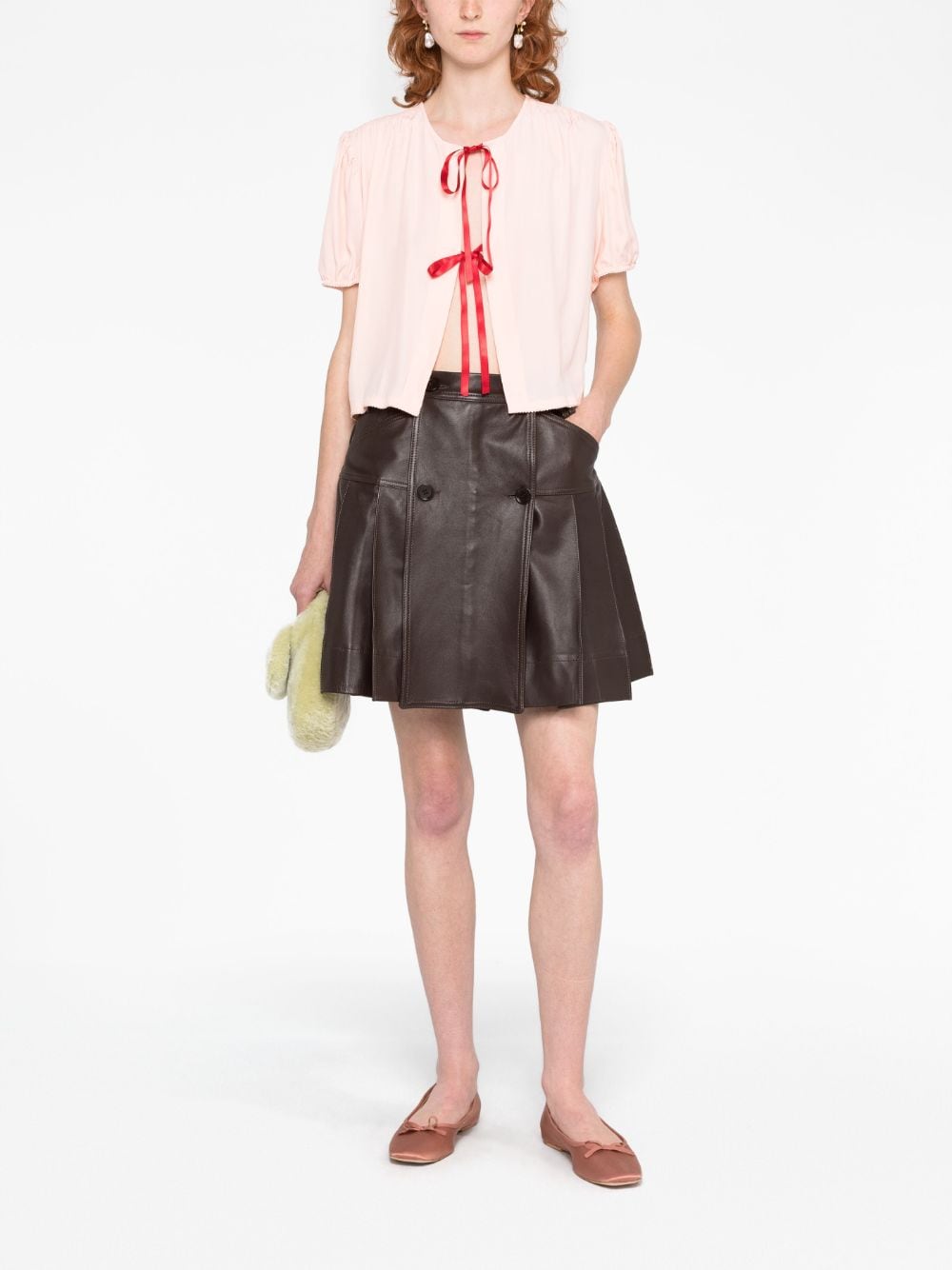Shop Simone Rocha Tie-fastening Cropped Blouse In Pink
