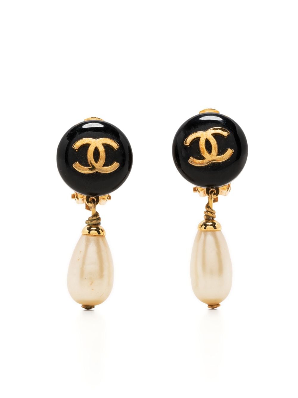 CHANEL CC faux-pearl clip-on Earrings - Farfetch