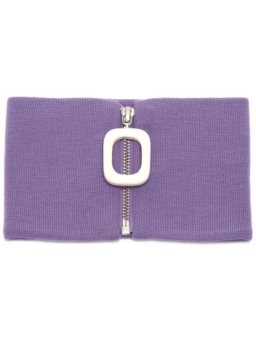 Shop Jw Anderson Zip-up Knitted Neckband In Purple