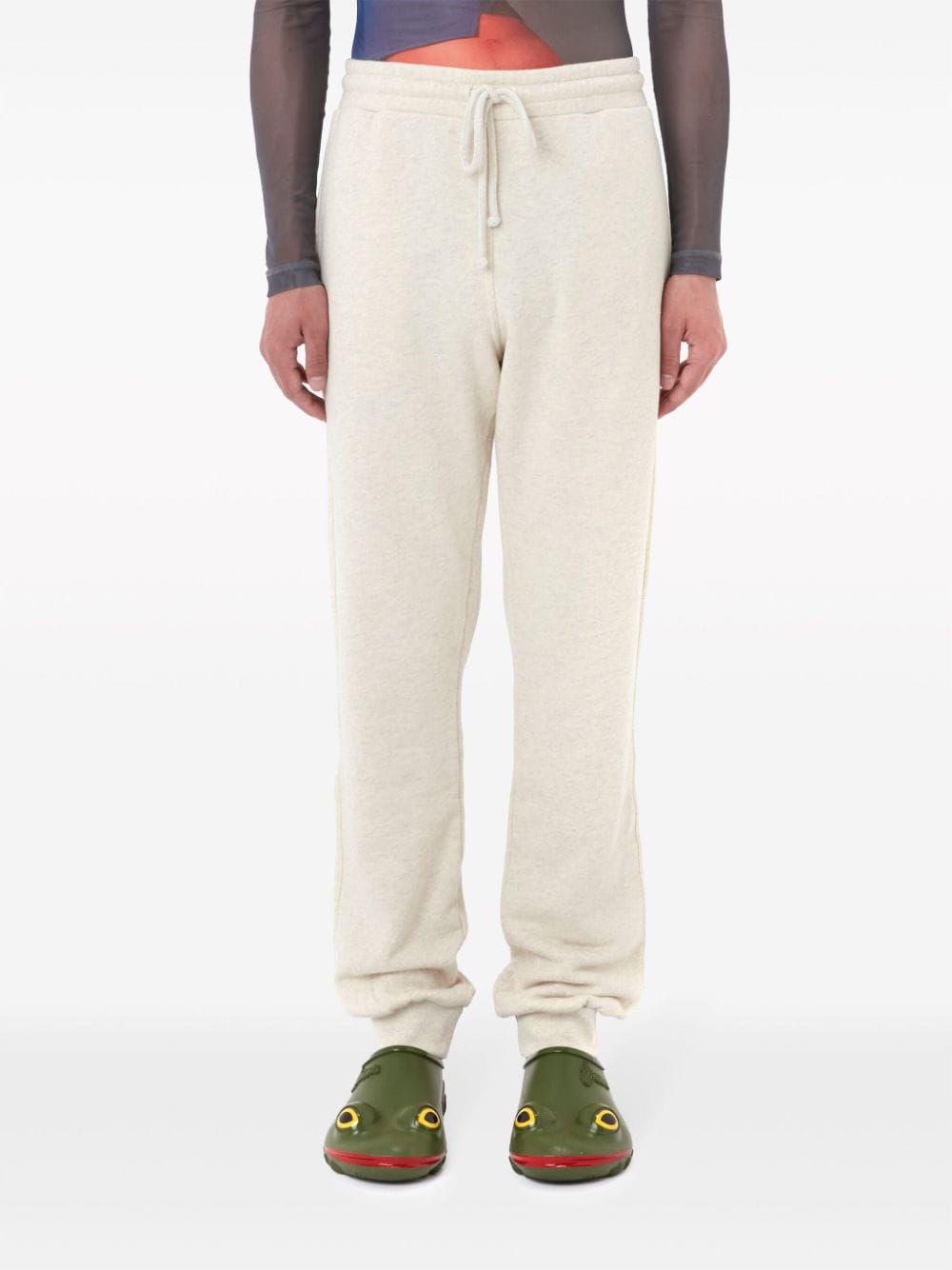 Shop Jw Anderson Slogan-embroidered Cotton Track Pants In White