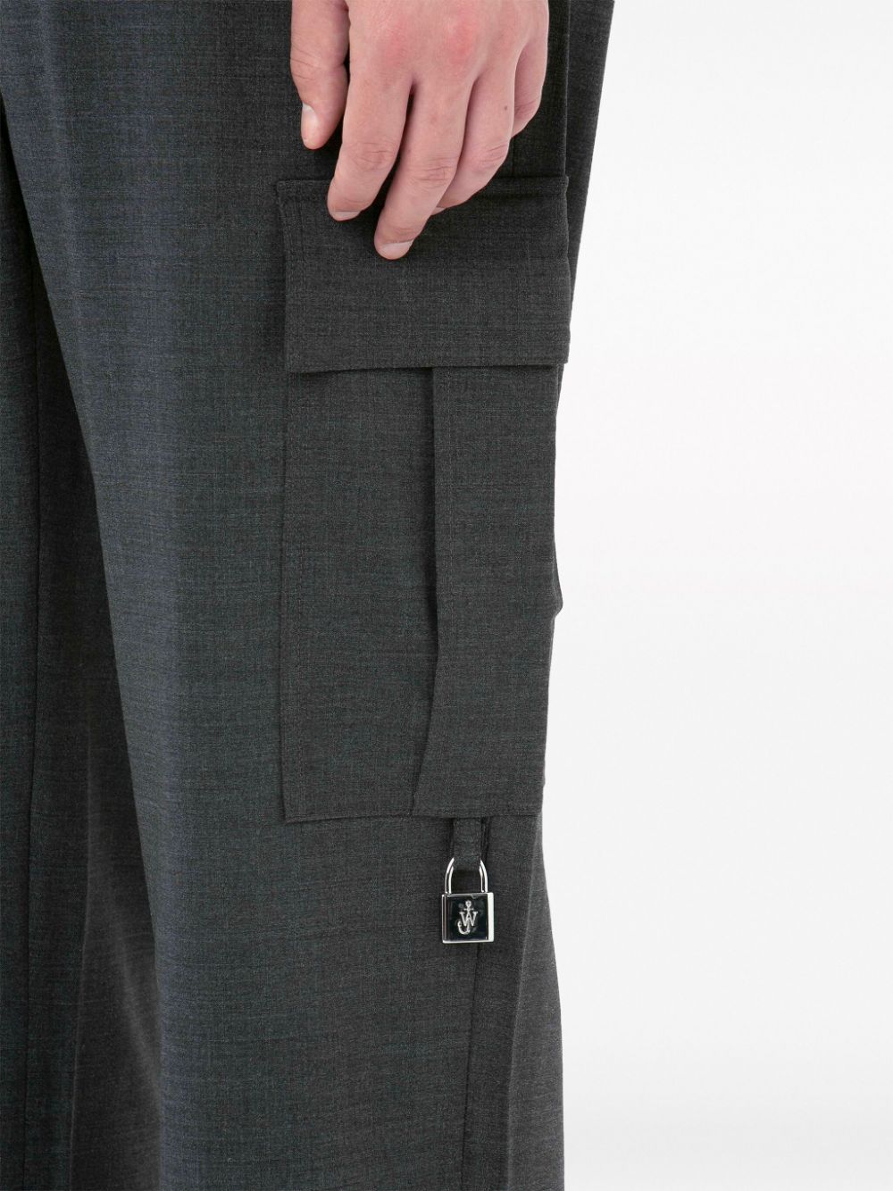 Shop Jw Anderson Straight-leg Wool Cargo Trousers In Grey